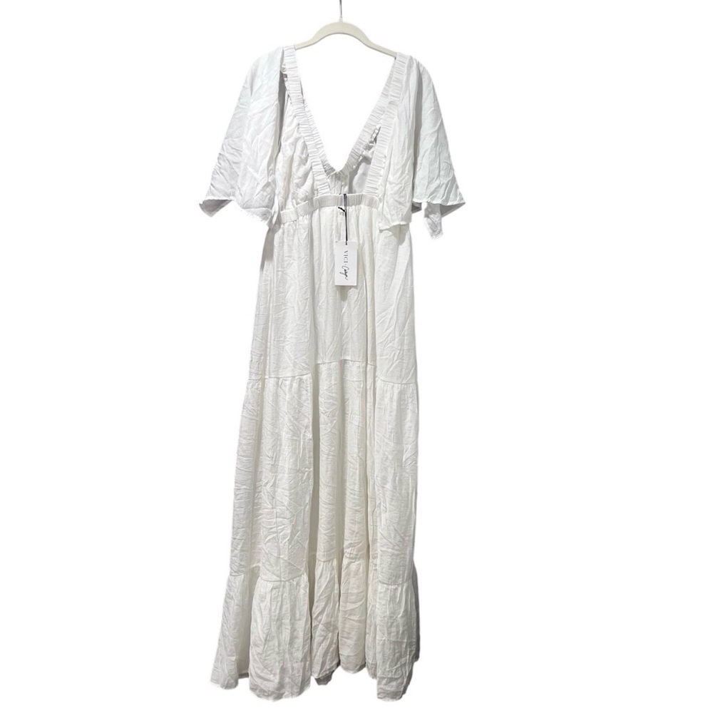 Vici White Flutter Sleeve Maxi Sundress XL - Picture 2 of 7